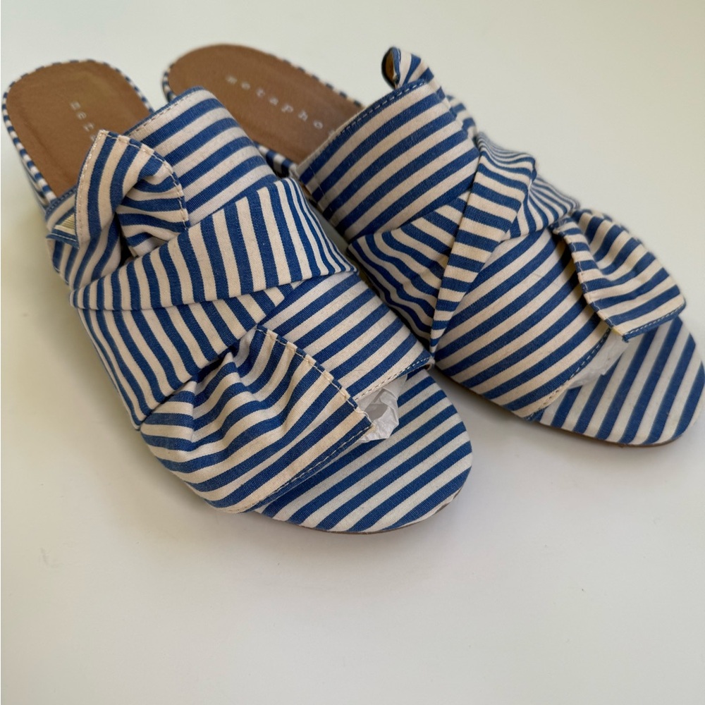 Metaphor Blue and White Striped Sandals